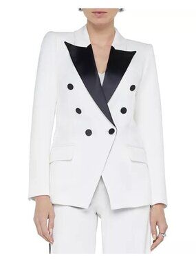 L’AGENCE Long Double Breasted Black and White Kenzie Tuxedo Blazer Size 0 New